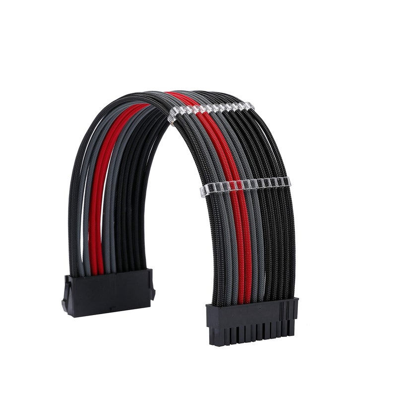 Formulamod Sleeve Extension Power Supply Cable Kit 18AWG ATX 24P+ EPS 8-P+PCI-E8-P with Combs for PSU to Motherboard/GPU Fm-NCK3 (Black Grey Red) - Image 3